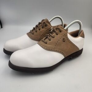 Fj Foot Joy Women's Size 9 M Golf Shoes White Tan Saddle Oxford 48802 Green Joys